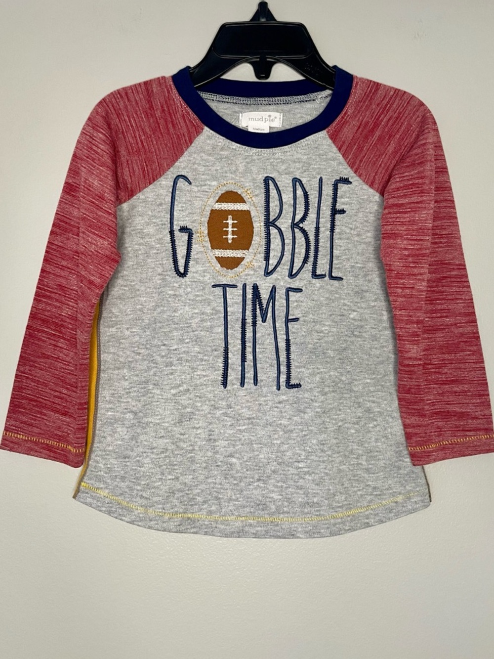 Mud Pie Gobble Time Thanksgiving Football Themed T-Shirt NEW